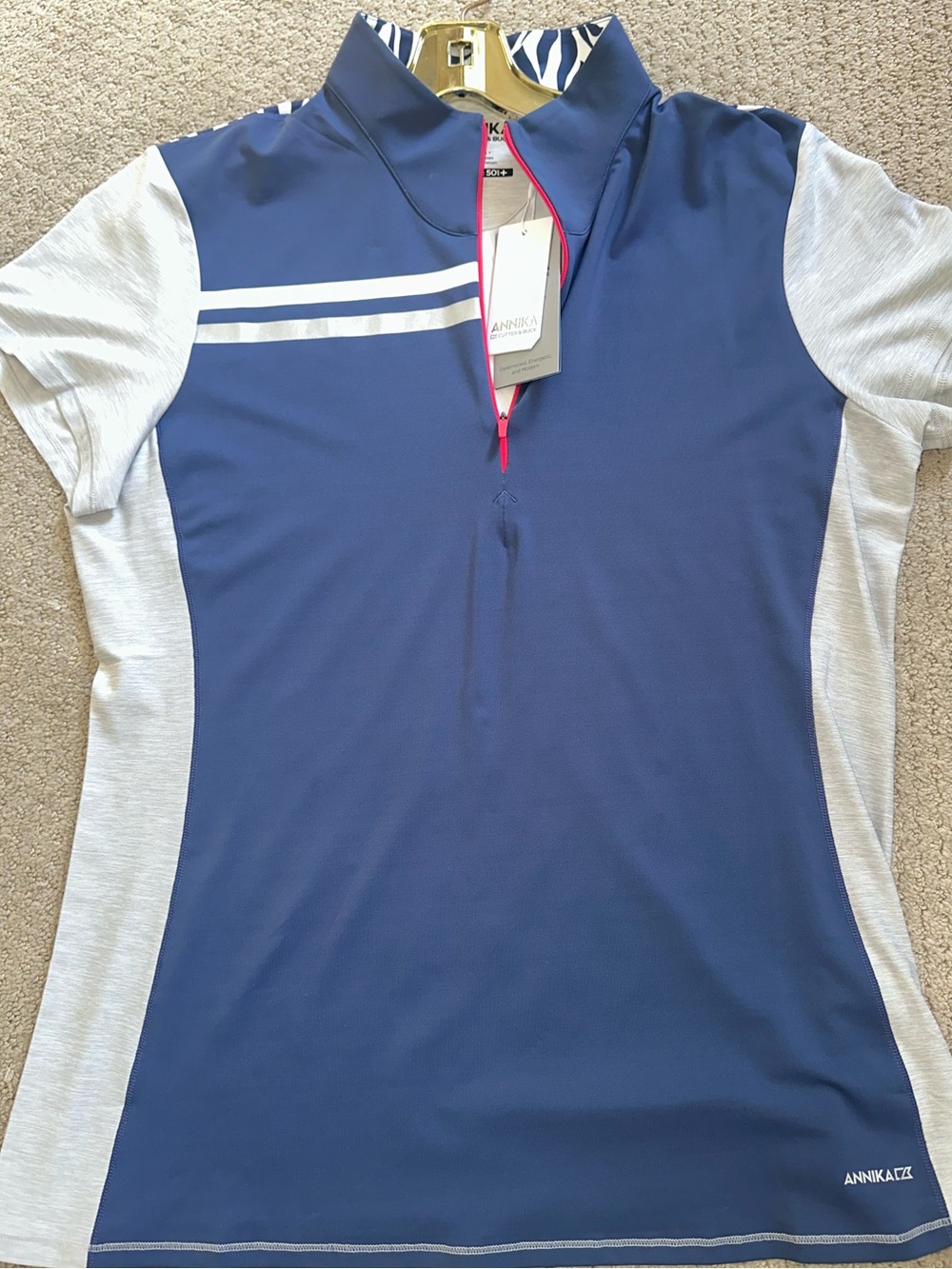 Annika Cutter & Buck Navy Blue Golf Pullover with Red Trim
